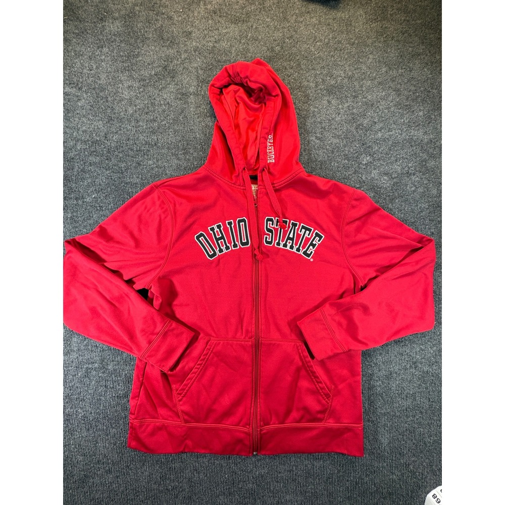 Ohio State Buckeyes Varsity Authentic Full Zip Hoodie Red Mens Medium OSU NCAA